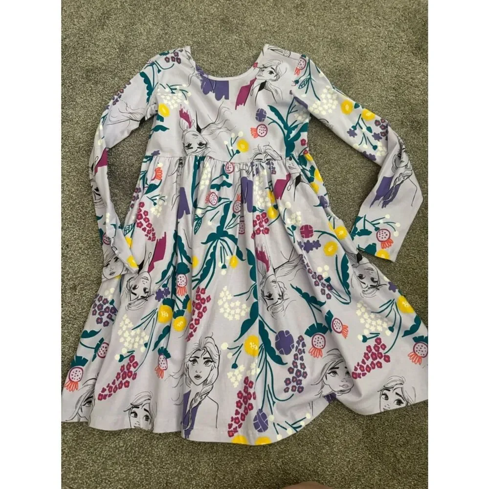 Hanna Andersson Frozen II Anna Floral Twirl Dress Sz 130cm